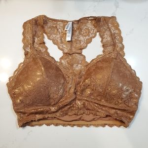 NWOT Tan Neutral Lace Bralette Racer Back
